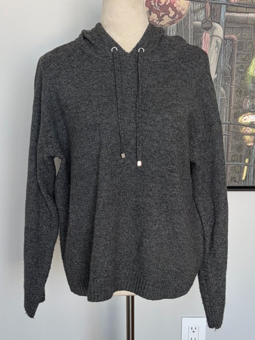 CeCe Gray Hooded Sweater M